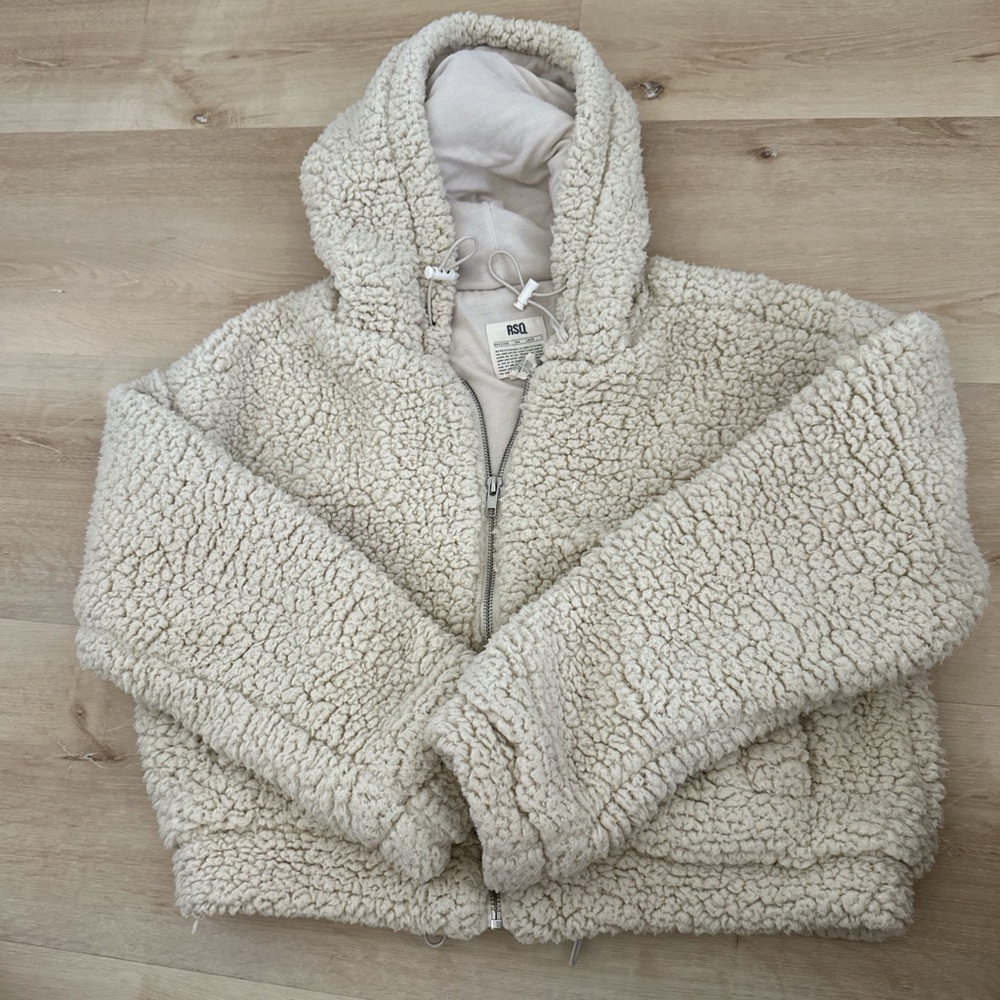 RSQ Cream Sherpa Hoodie